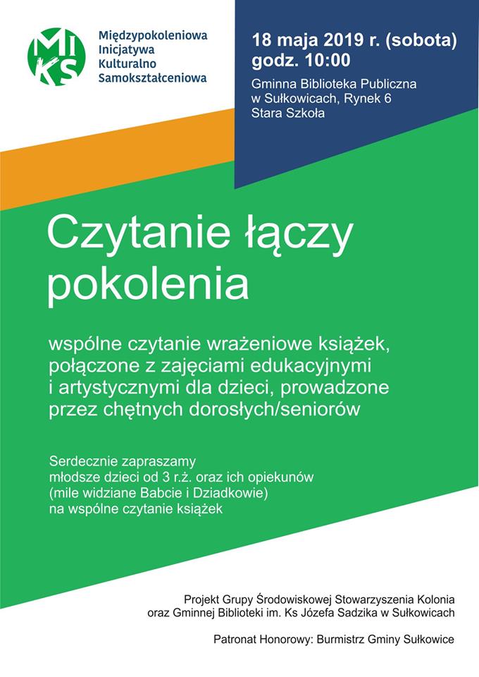 Czytanie łączy pokolenia - zapraszamy na kolejne spotkanie