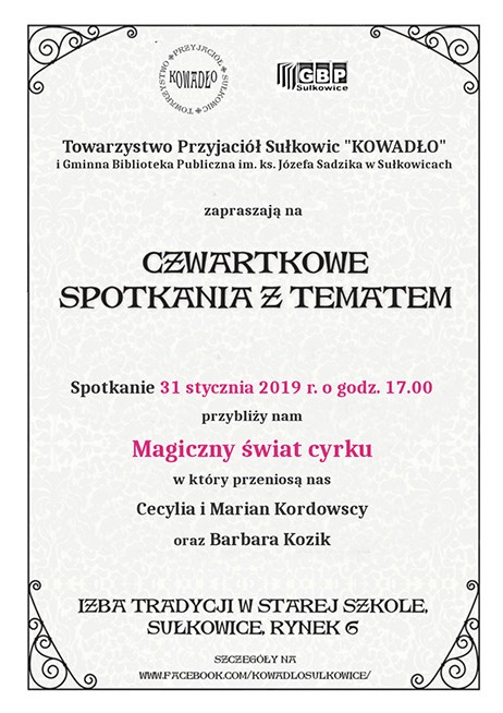 Plakat, zaproszenie na spotkanie czwartkowe