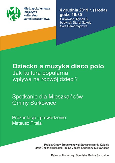 Dziecko a muzyka disco polo - spotkanie w ramach wydarzeń MiKS