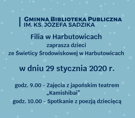 Filia w Harbutowicach zaprasza na zajęcia  z japońskim teatrem "Kamishibai"